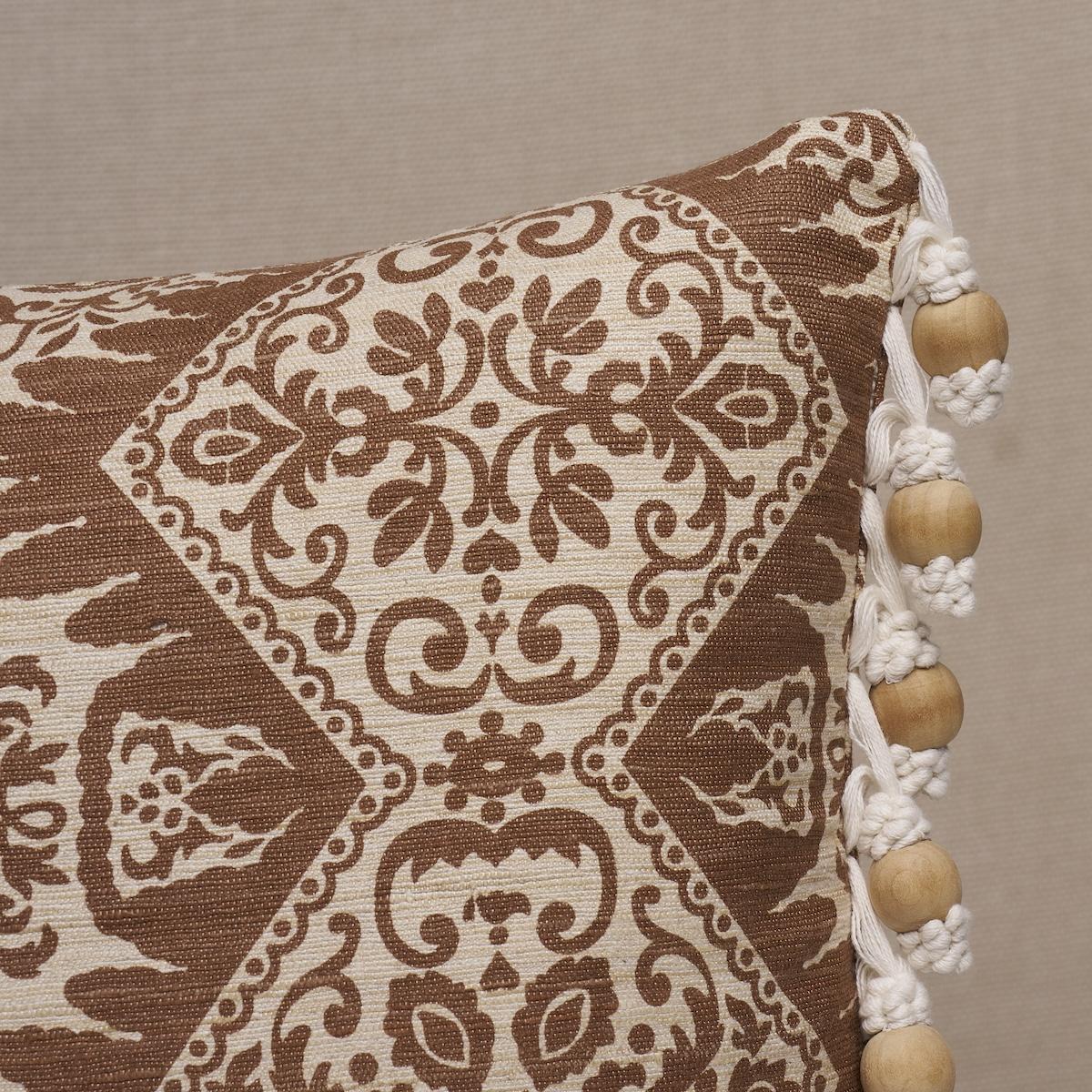 Schumacher Chestnut 24" X 12" Berkeley Silk Pillow - Image 2