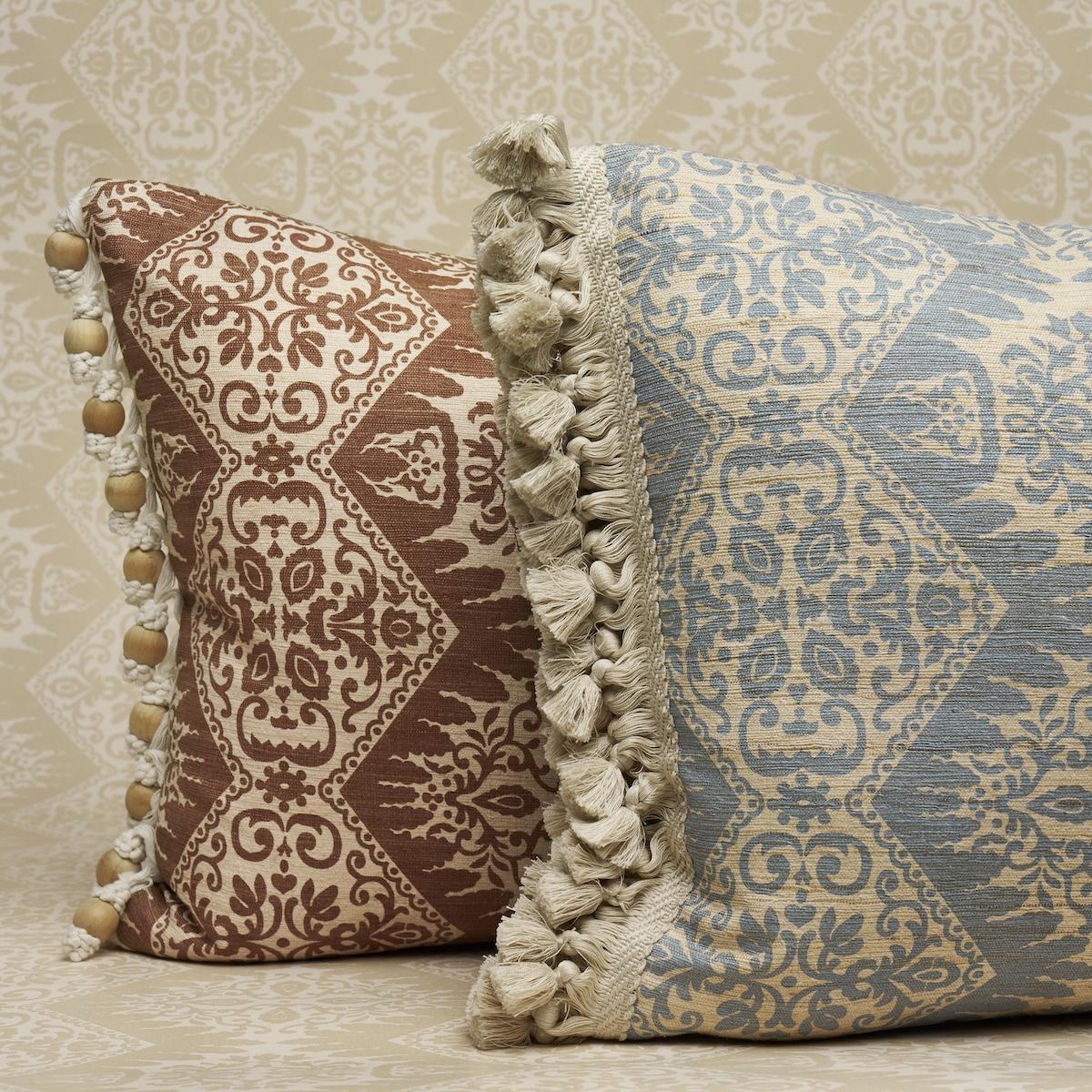 Schumacher Chestnut 24" X 12" Berkeley Silk Pillow - Image 3