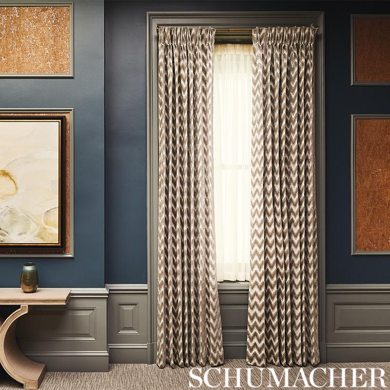 Schumacher Chevron Velvet Grey Fabric - Image 4