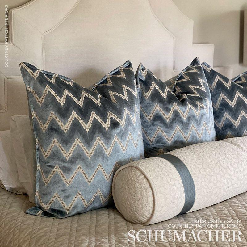 Schumacher Chevron Velvet Mineral Fabric - Image 5