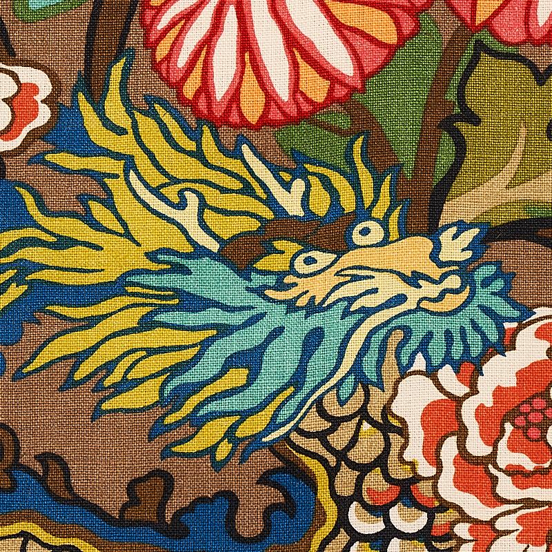 Schumacher Chiang Mai Dragon Mocha Fabric - Image 3