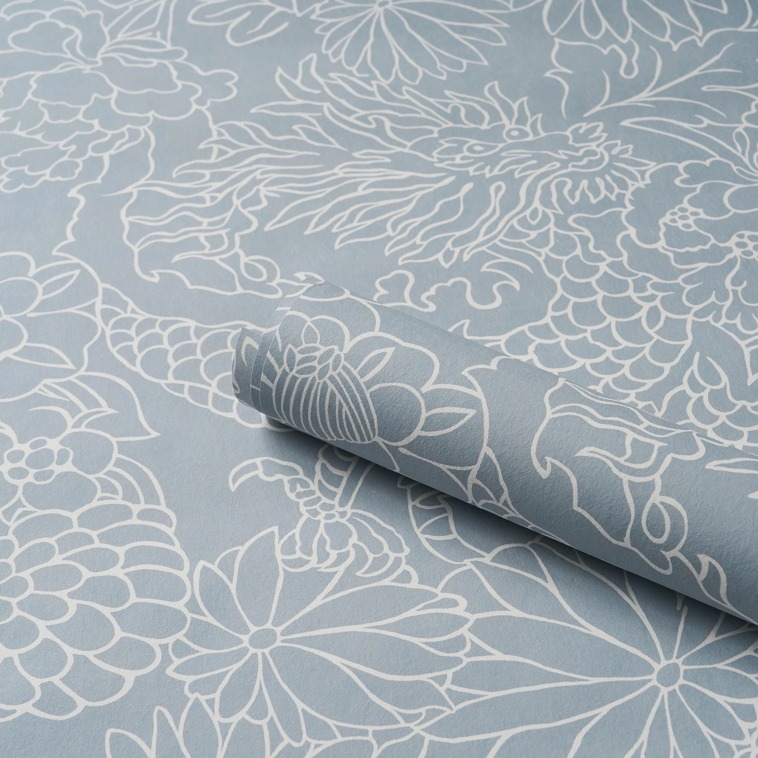 Schumacher Chiang Mai Dragon Silhouette Ciel De Provence Wallpaper - Image 5