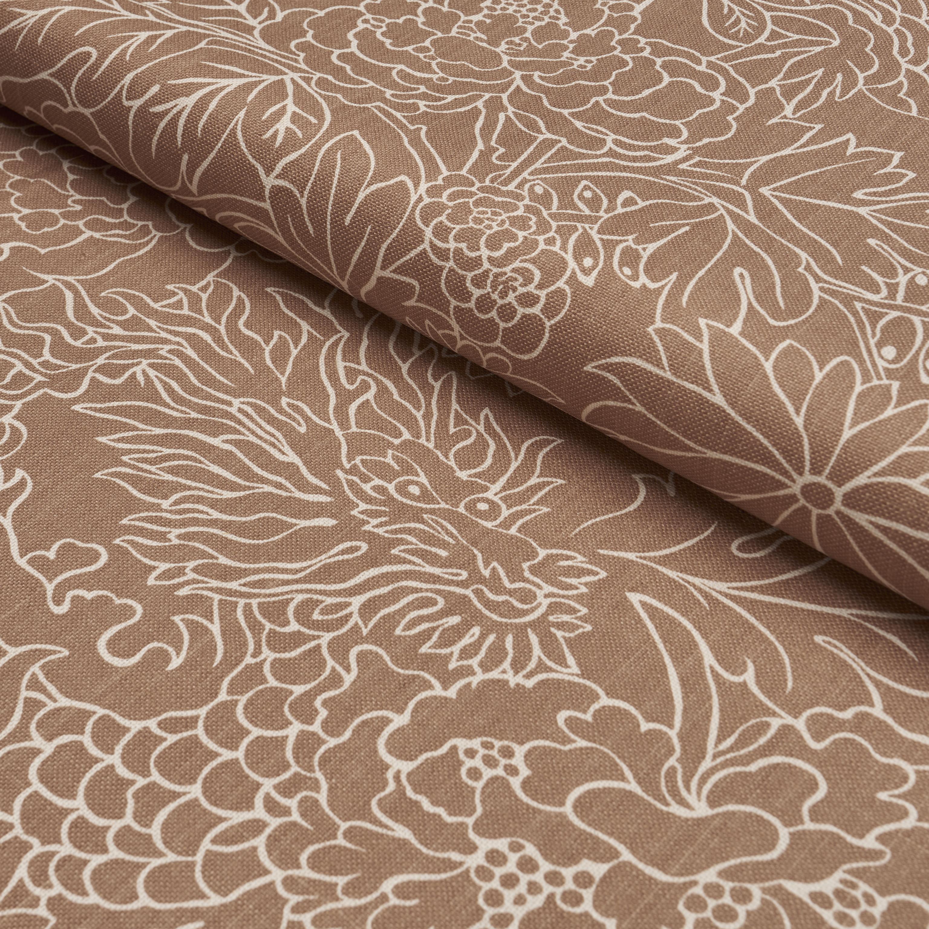 Schumacher Chiang Mai Dragon Silhouette Mediterranean Spice Fabric - Image 5
