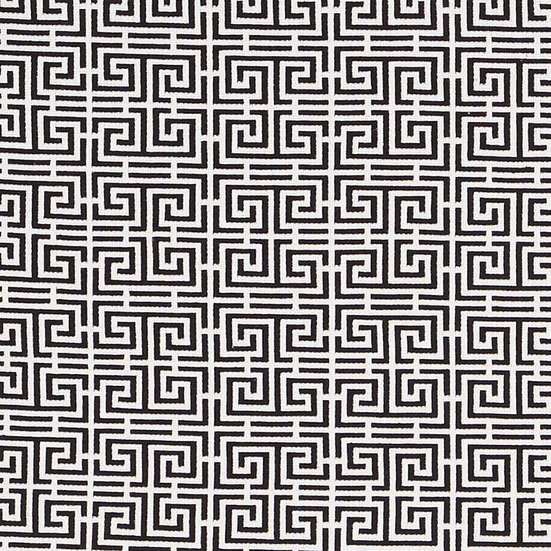 Schumacher Chinois Fret Black/White Fabric - Image 2