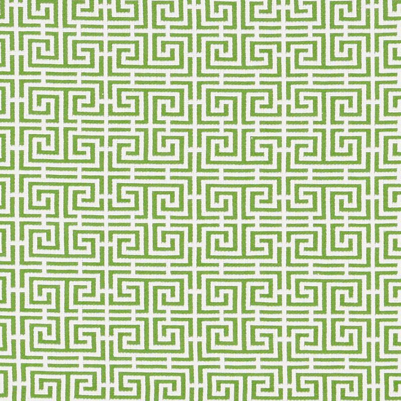 Schumacher Chinois Fret Green/White Fabric - Image 2