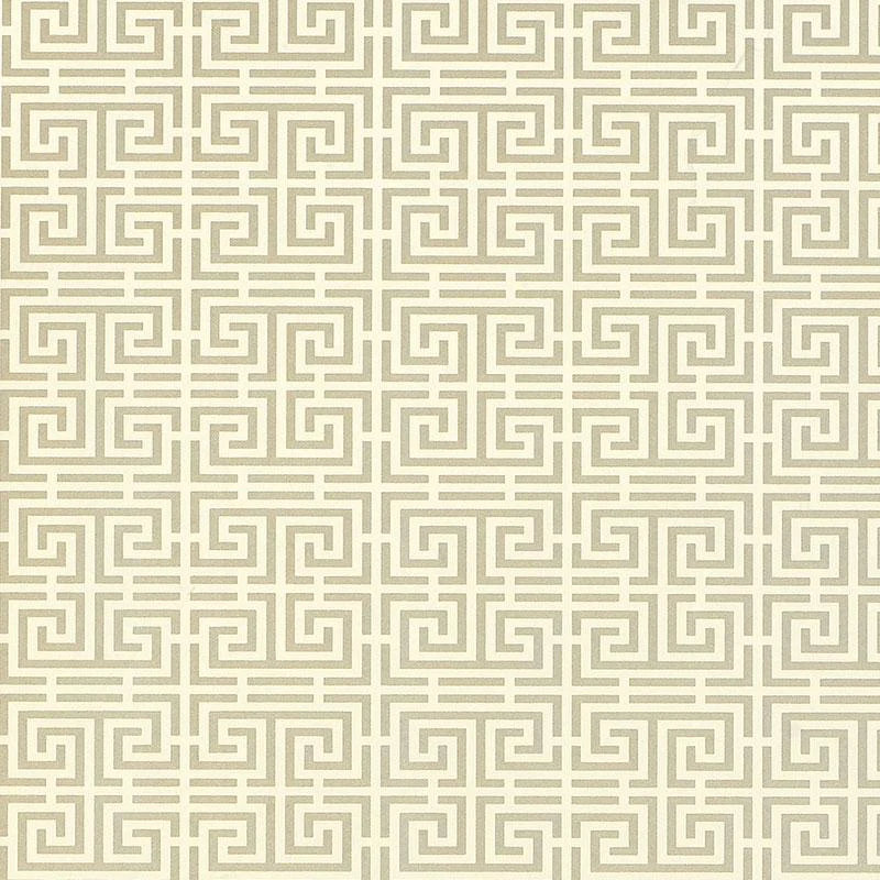Schumacher Chinois Fret Pewter Wallpaper
