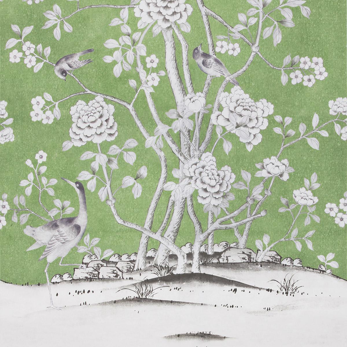 Schumacher Chinois Palais Panel Lettuce Wallpaper - Image 3