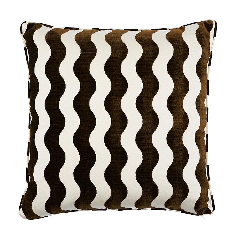 Schumacher Chocolate 20" X 20" The Wave Pillow