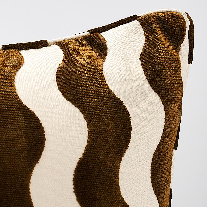 Schumacher Chocolate 20" X 20" The Wave Pillow - Image 2
