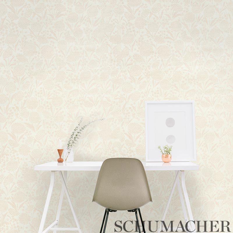 Schumacher Chrysanthemum Sisal Blush Wallpaper - Image 5