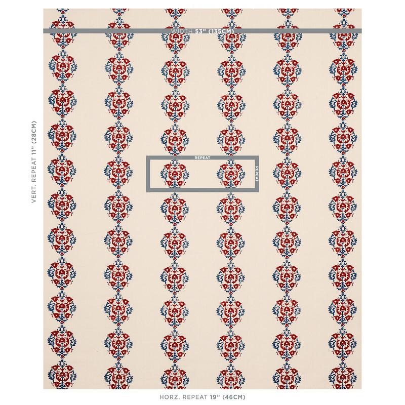 Schumacher Constantine Red & Blue Fabric - Image 2