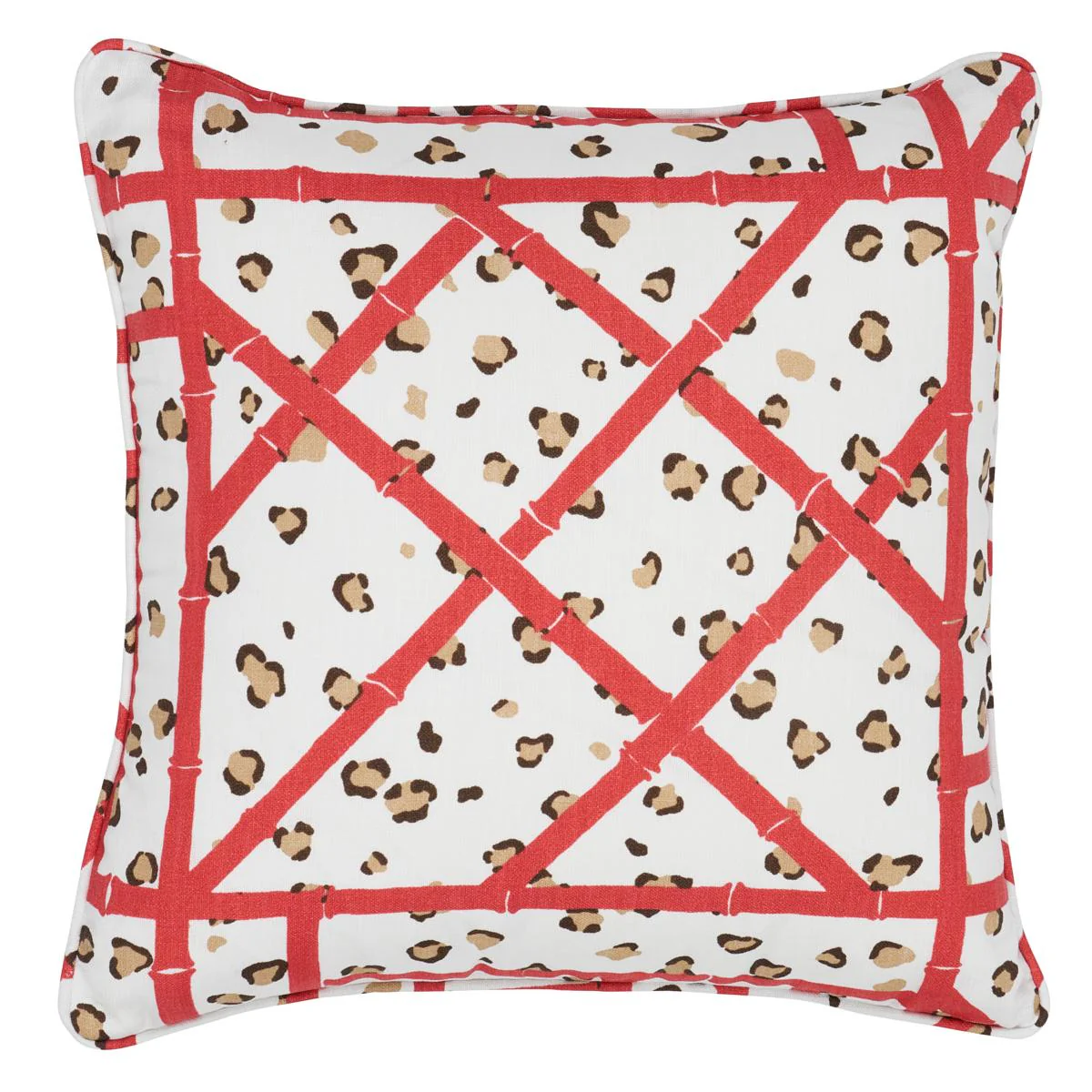 Schumacher Coral Cheetah 18" X 18" Fancy Beast I/O Pillow