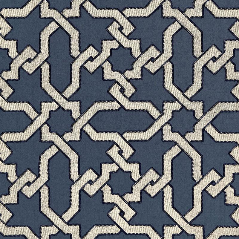 Schumacher Cordoba Embroidery Indigo Fabric - Image 2