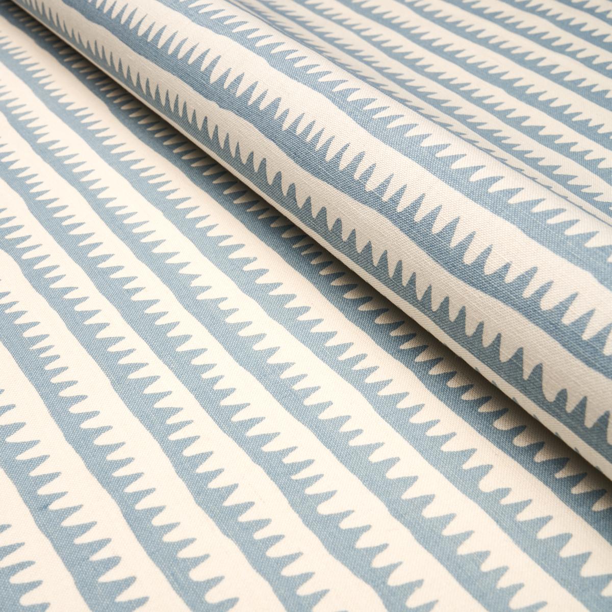 Schumacher Corfu Hand Printed Stripe Sky Fabric - Image 3