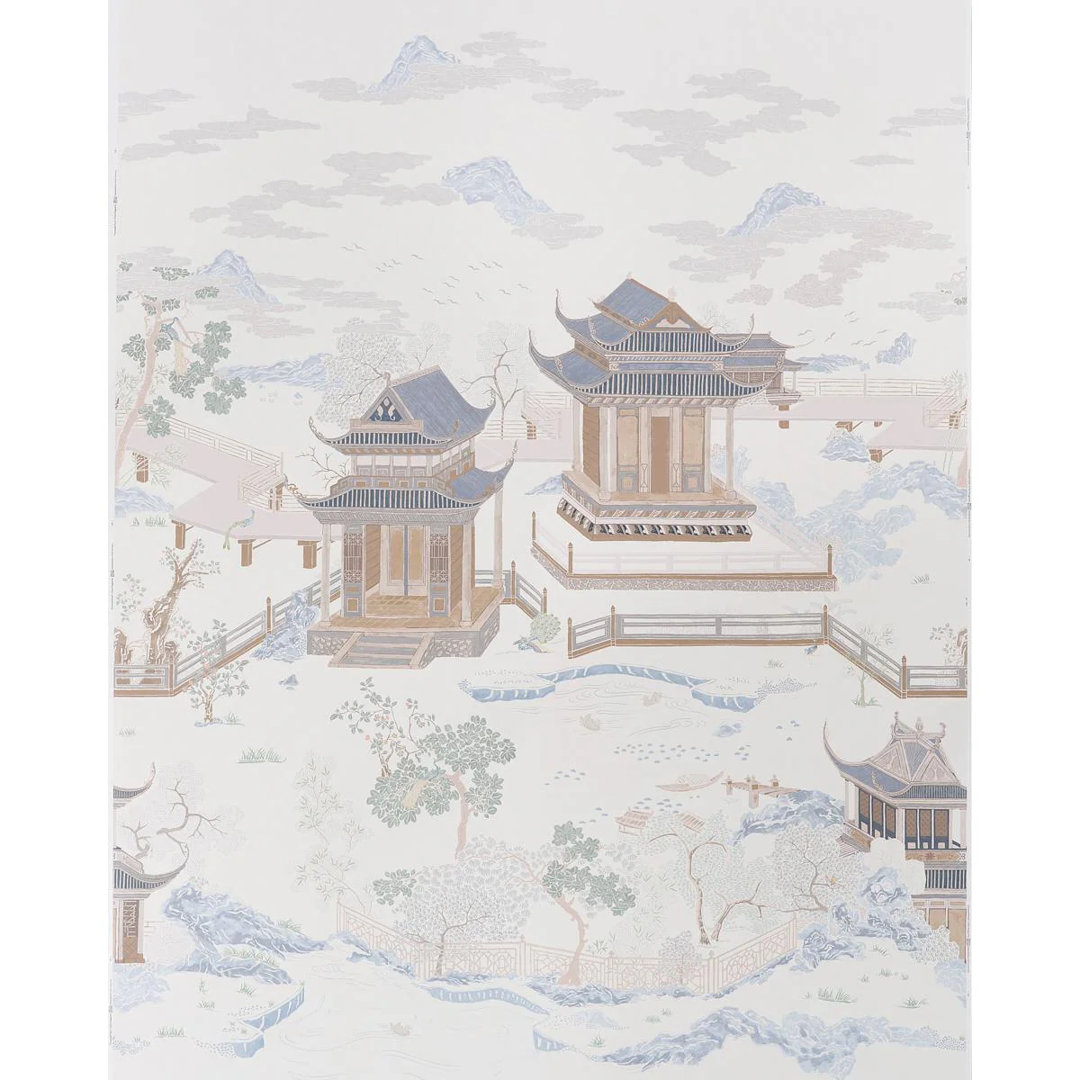 Schumacher Coromandel Panel Set Alabaster Wallpaper