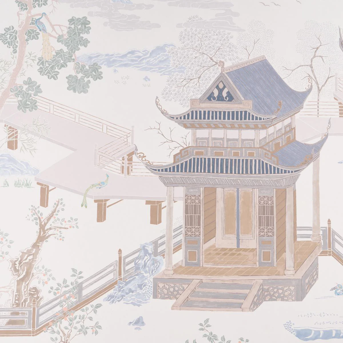Schumacher Coromandel Panel Set Alabaster Wallpaper - Image 3