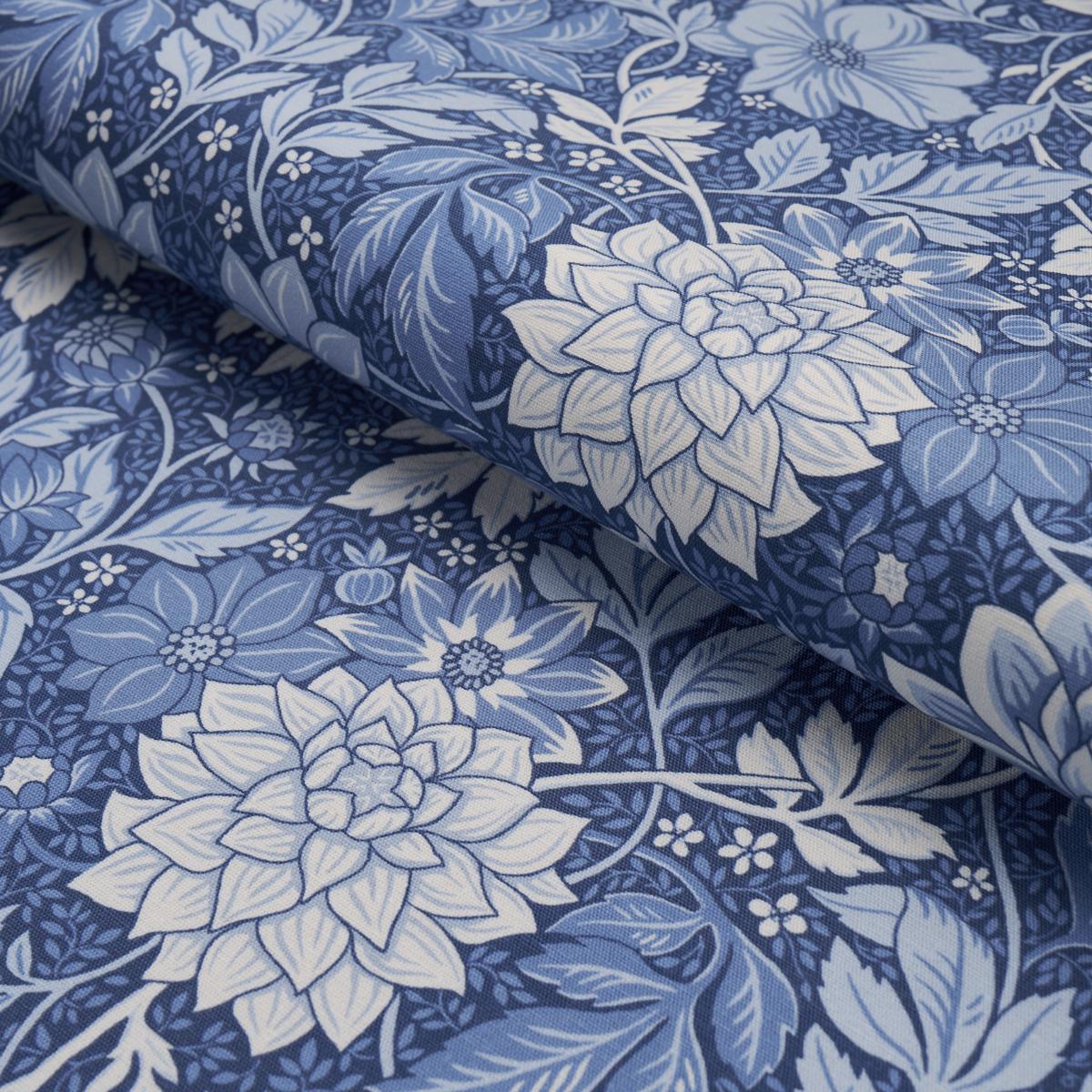 Schumacher Dahlia Garden Blue And White Fabric - Image 4