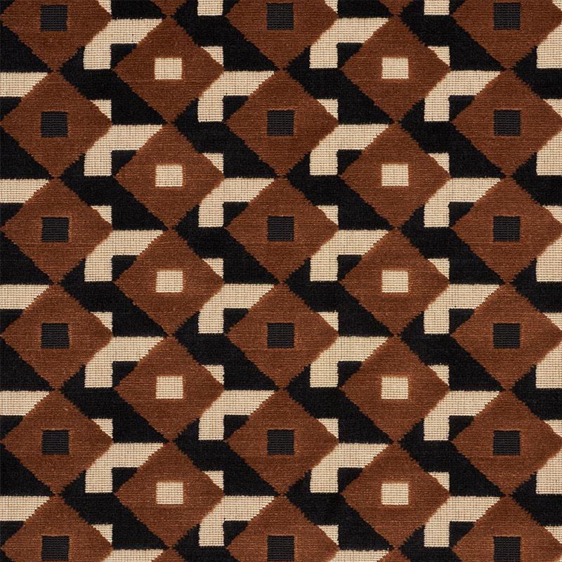 Schumacher Dazzle Ship Velvet Brown & Black Fabric