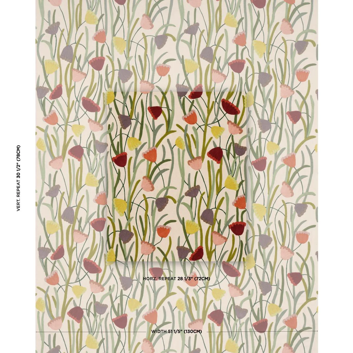 Schumacher Deco Flower Embroidery Multi Fabric - Image 2