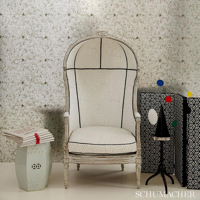 Schumacher Deconstructed Stripe Greige Fabric - Image 3