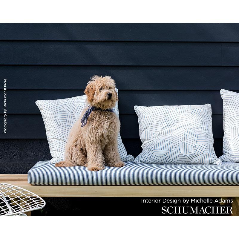 Schumacher Deconstructed Stripe Indoor/Outdoor Cobalt Fabric - Image 3