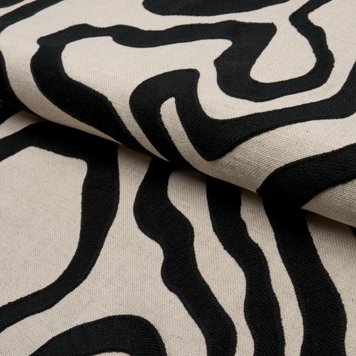 Schumacher Defeo Embroidery Noir Fabric - Image 4