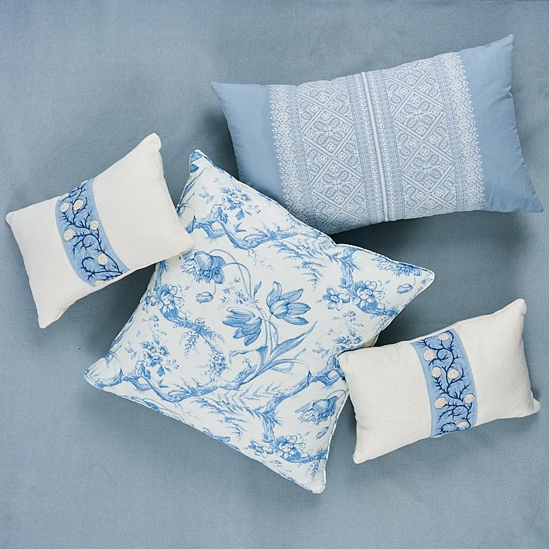 Schumacher Delft 22" X 22" Toile De Fleurs Pillow - Image 4