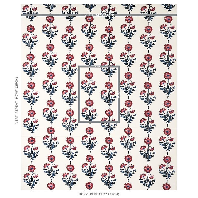 Schumacher Dianthus Hand Block Print Indigo & Iron Fabric - Image 2