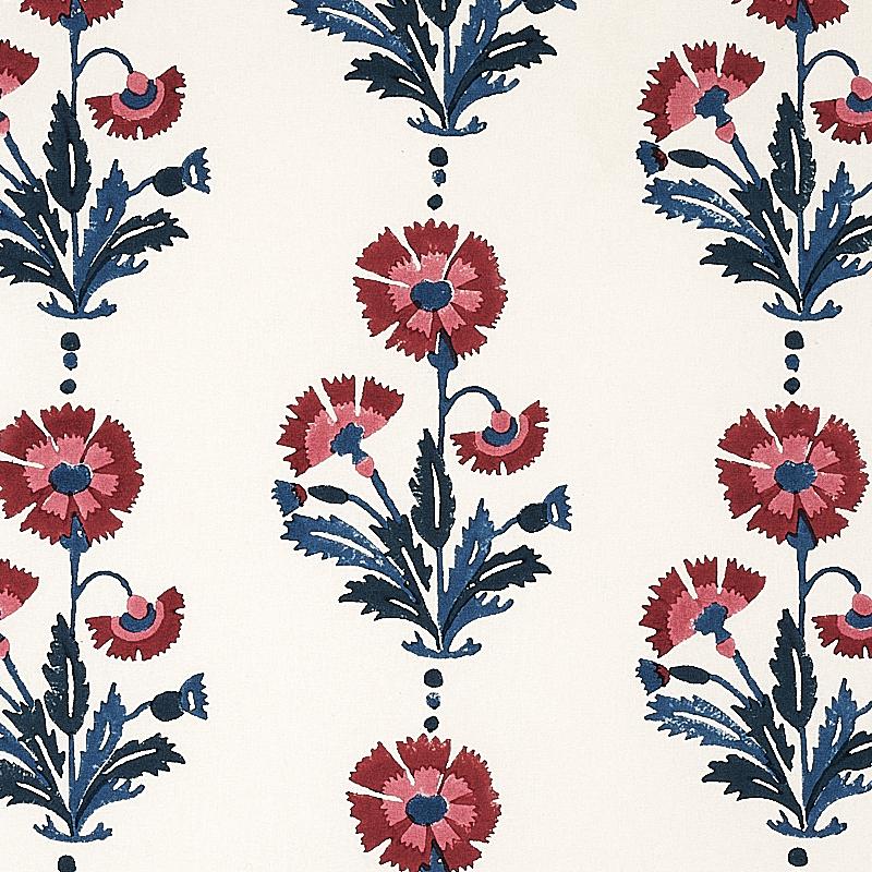 Schumacher Dianthus Hand Block Print Indigo & Iron Fabric - Image 3