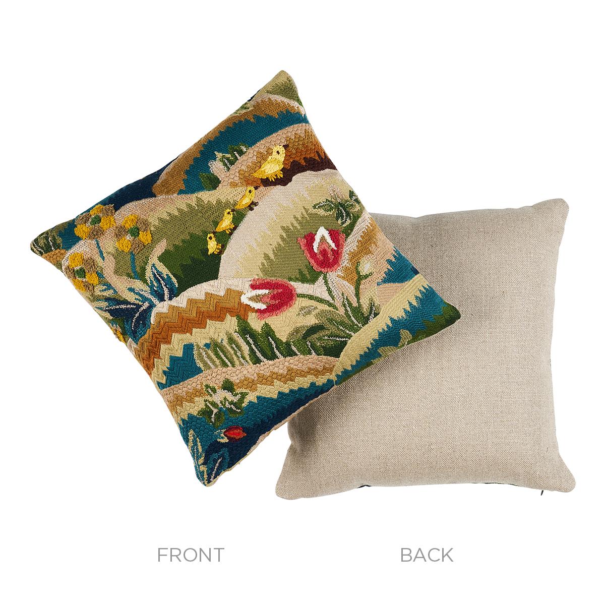 Schumacher Document 14" X 14" Gerry Embroidery Pillow A - Image 3