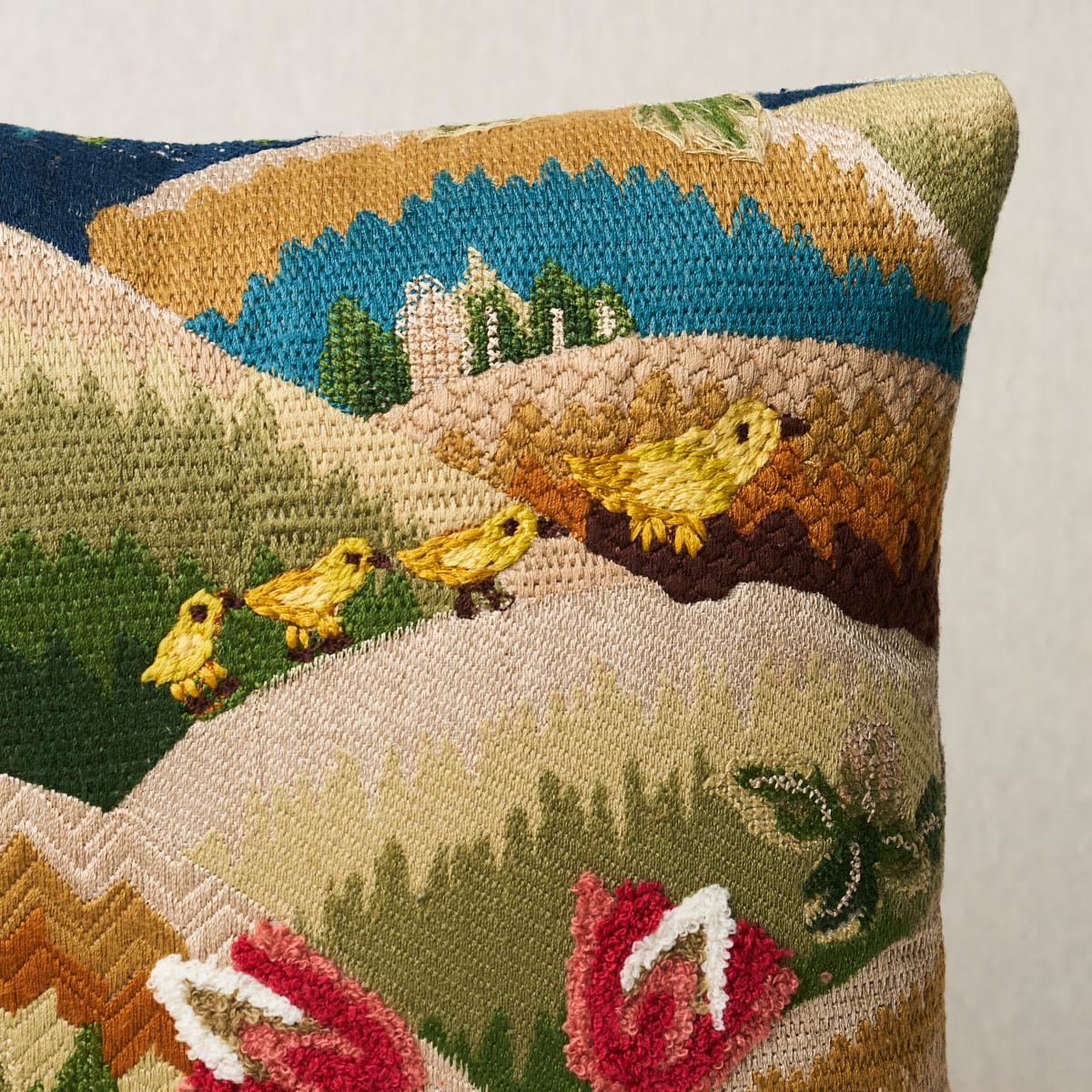 Schumacher Document 14" X 14" Gerry Embroidery Pillow A - Image 5