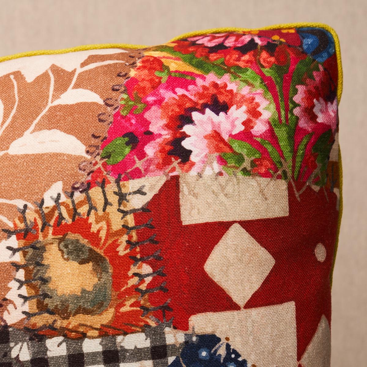 Schumacher Document 18" X 18" Hotch Potch Crazy Quilt Pillow - Image 4