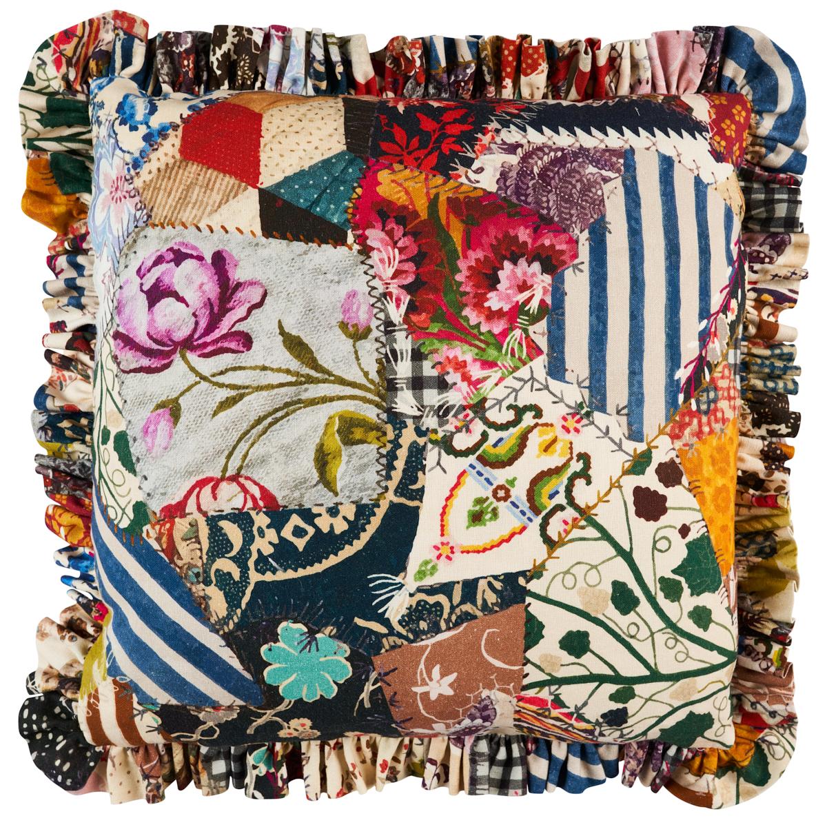 Schumacher Document 20" X 20" Hotch Potch Crazy Quilt Pillow - Image 3