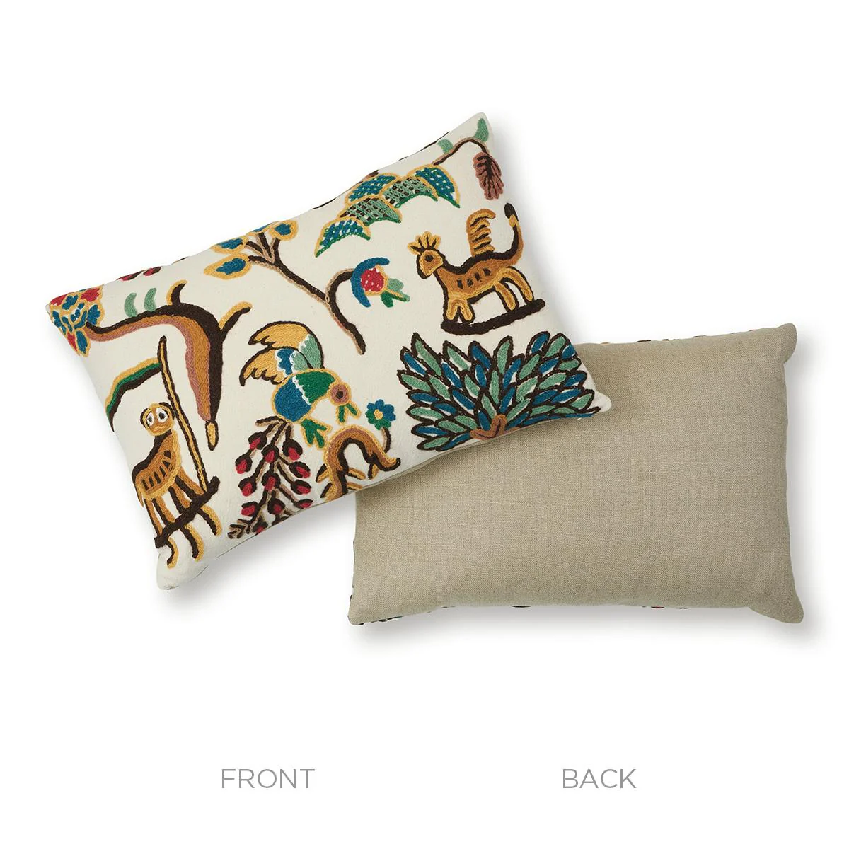 Schumacher Document 24" X 16" Colonial Crewel Pillow - Image 3