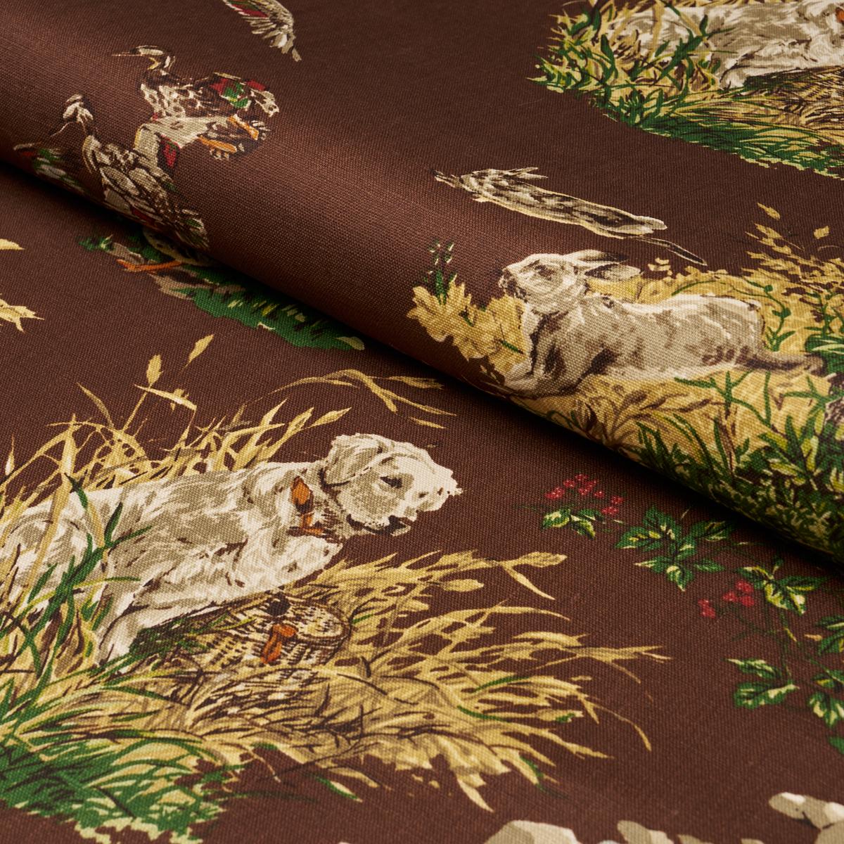 Schumacher Dog & Duck Brown Fabric - Image 6