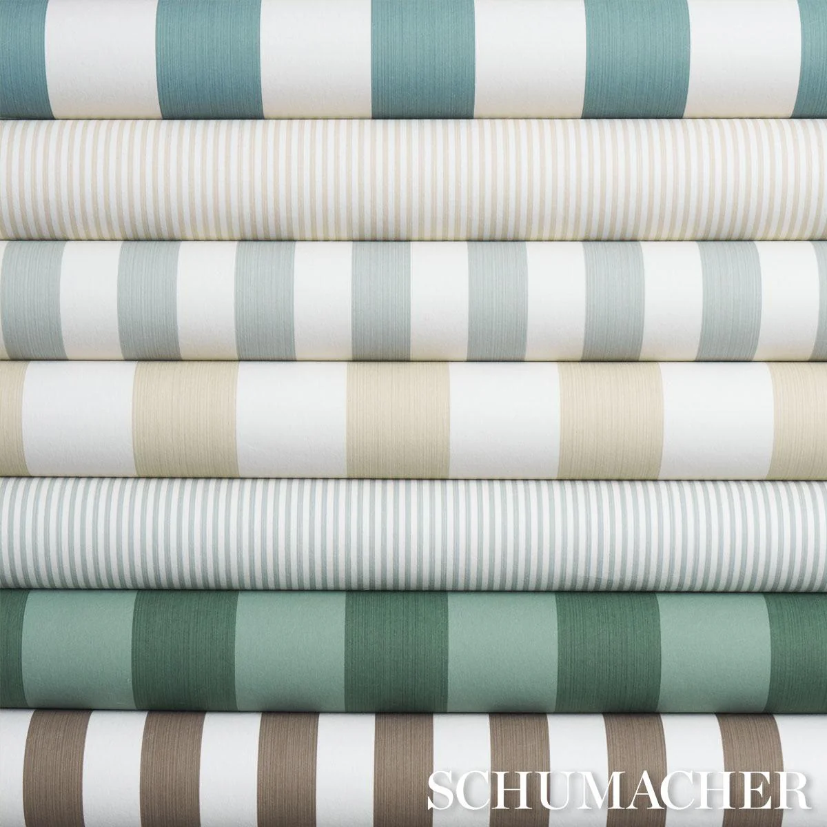Schumacher Edwin Stripe Medium Eucalyptus Wallpaper - Image 5