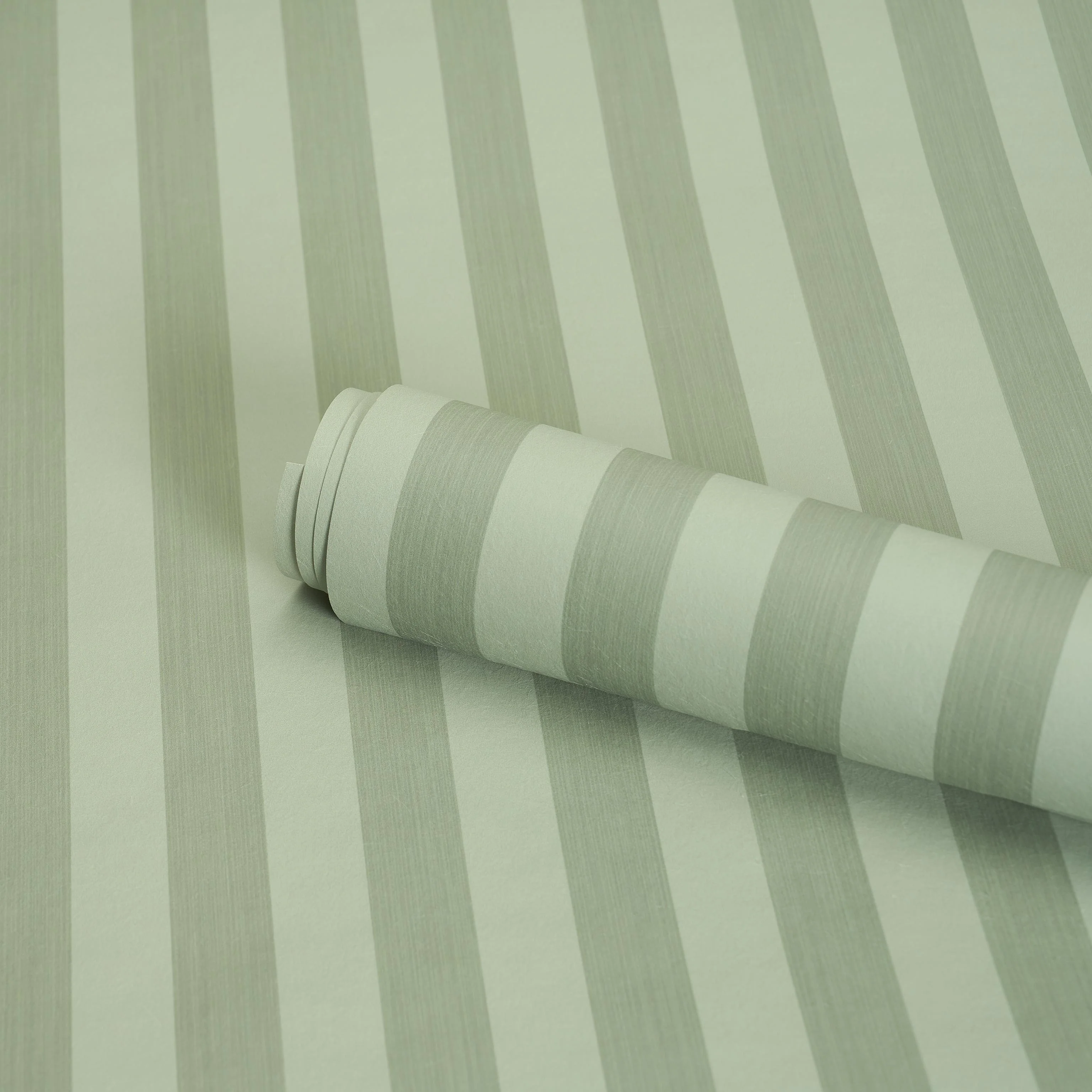 Schumacher Edwin Stripe Medium Sage Wallpaper - Image 3