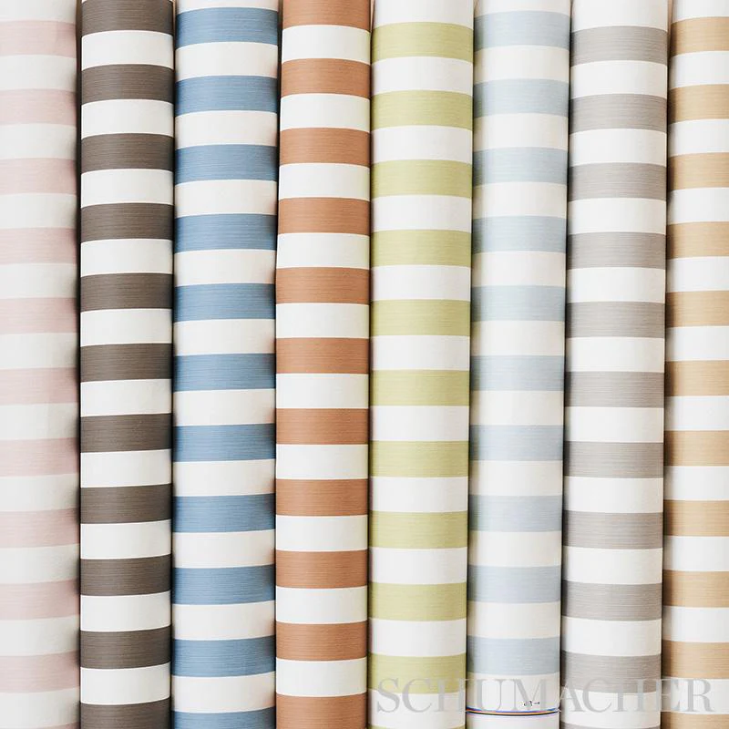 Schumacher Edwin Stripe Medium Sky Wallpaper - Image 4