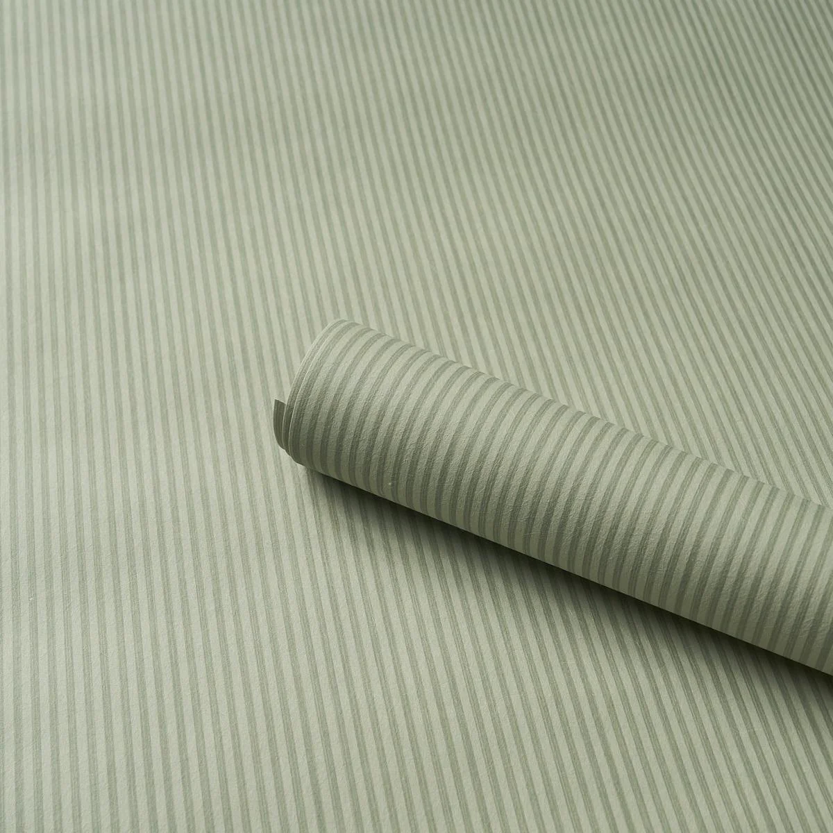 Schumacher Edwin Stripe Narrow Sage Wallpaper - Image 3