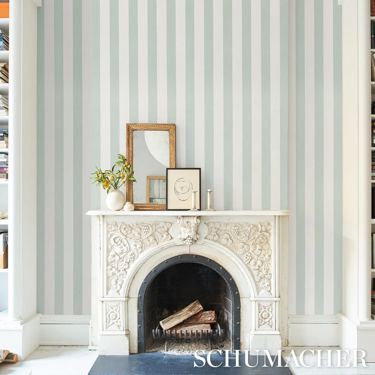Schumacher Edwin Stripe Wide Eucalyptus Wallpaper - Image 6