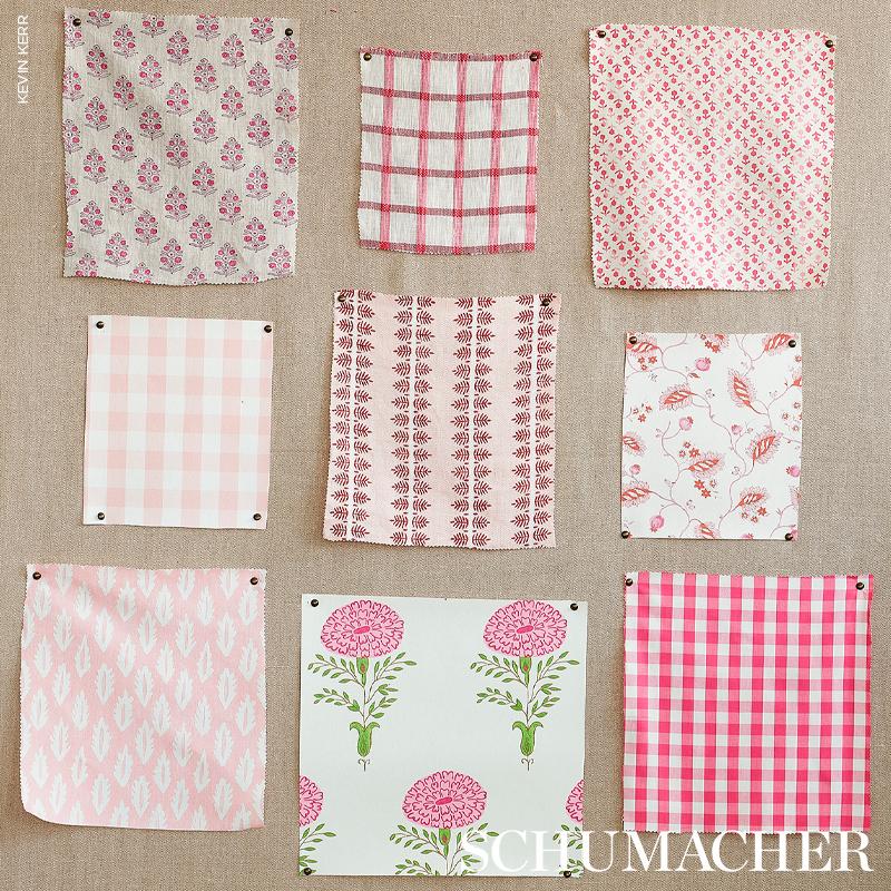 Schumacher Elton Cotton Check Magenta Fabric - Image 4