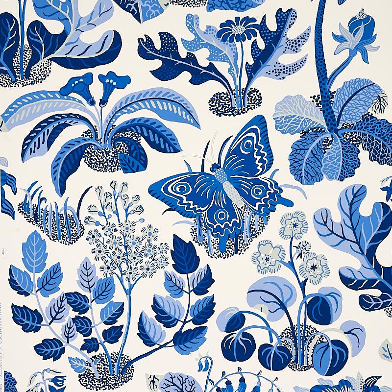 Schumacher Exotic Butterfly Marine Wallpaper
