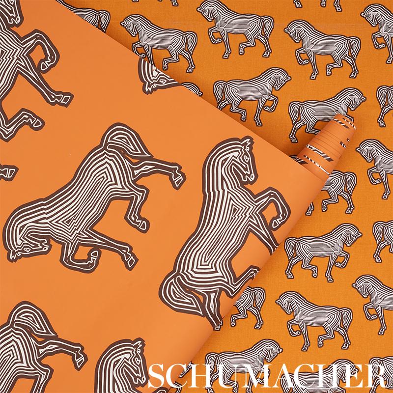 Schumacher Faubourg Orange Fabric - Image 4