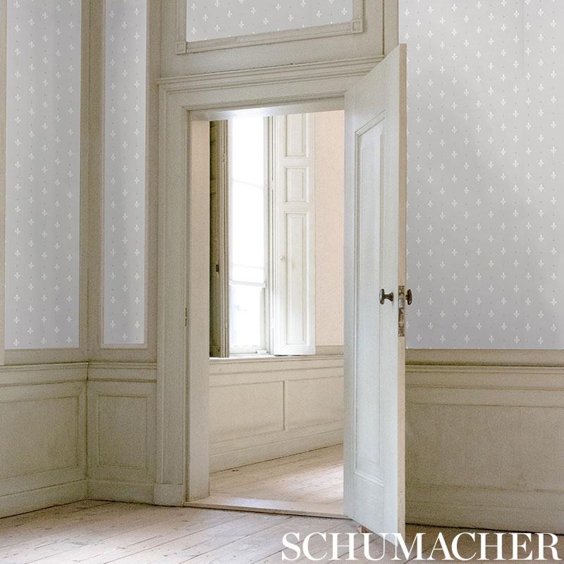 Schumacher Fleur De Lis Grey Wallpaper - Image 4