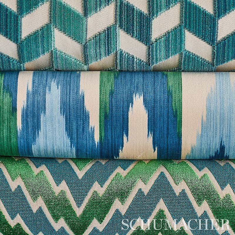Schumacher Florentine Chevron Velvet Emerald Fabric - Image 5
