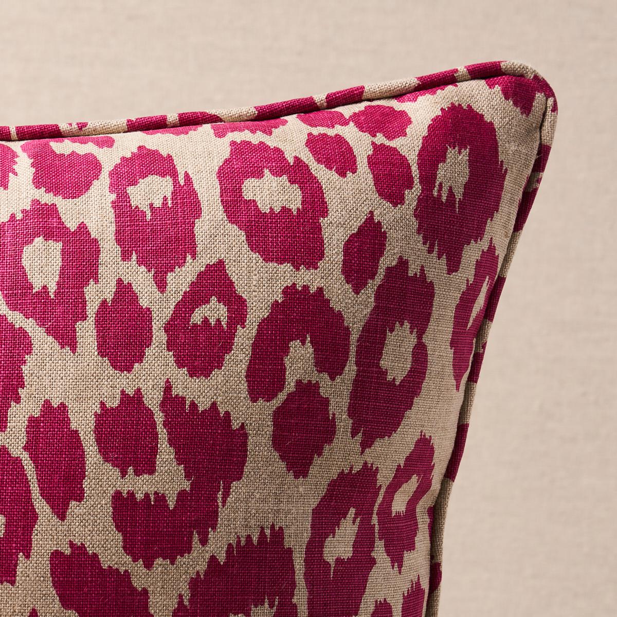 Schumacher Fuschia/Natural 18" X 18" Iconic Leopard Pillow - Image 2