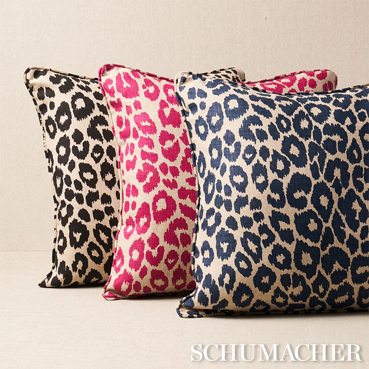 Schumacher Fuschia/Natural 18" X 18" Iconic Leopard Pillow - Image 4