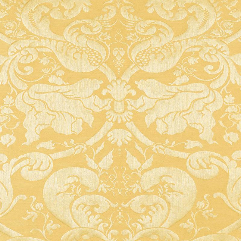 Schumacher Gavotte Brocatelle Damask Gold Fabric - Image 2