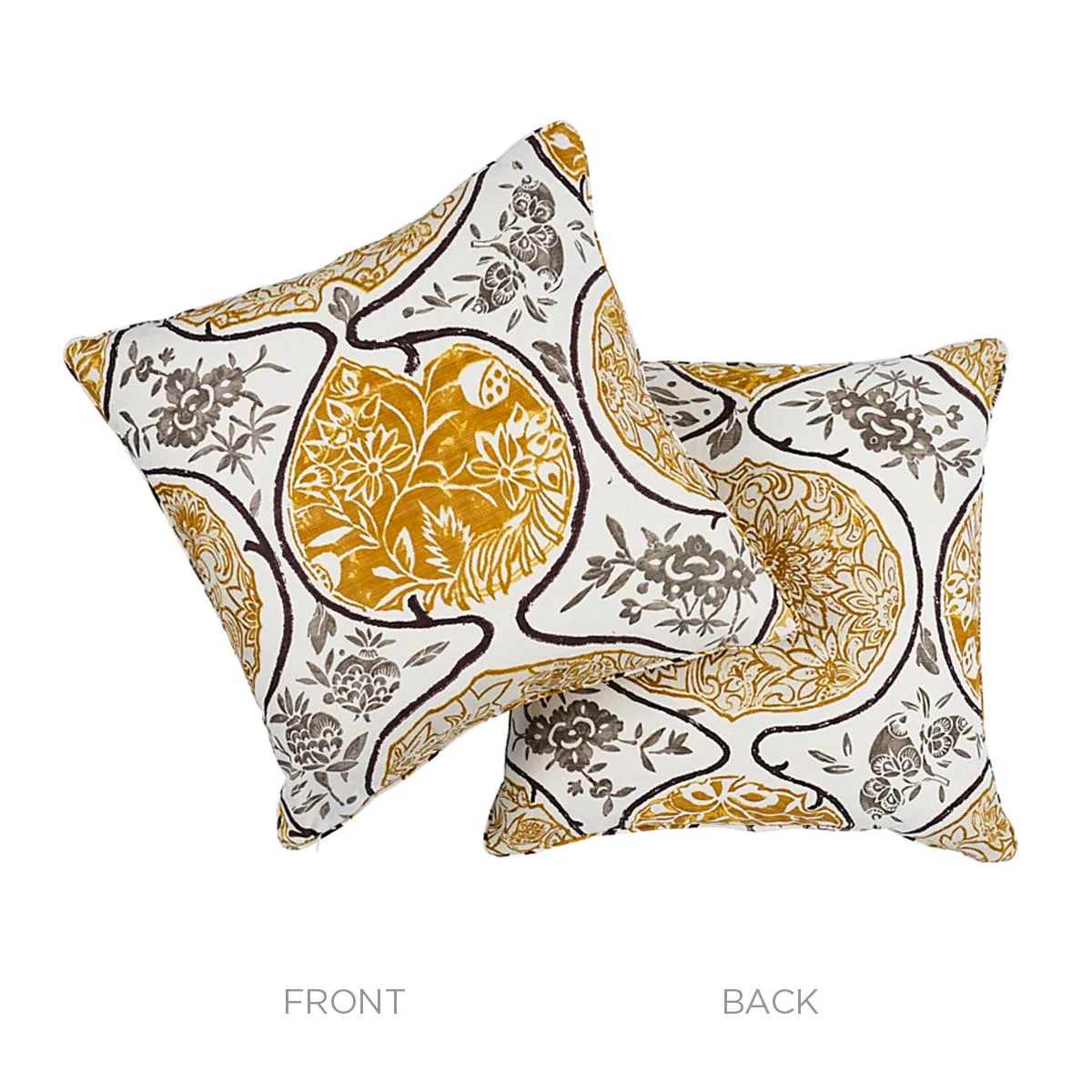 Schumacher Gold & Mushroom 22" X 22" Katsugi Pillow - Image 3