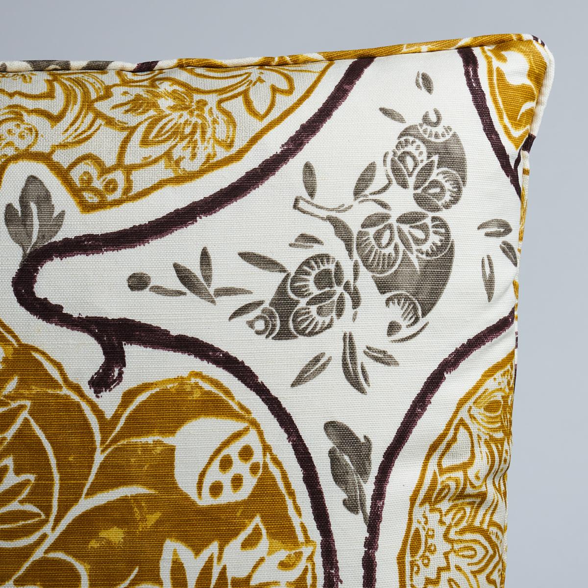 Schumacher Gold & Mushroom 22" X 22" Katsugi Pillow - Image 4